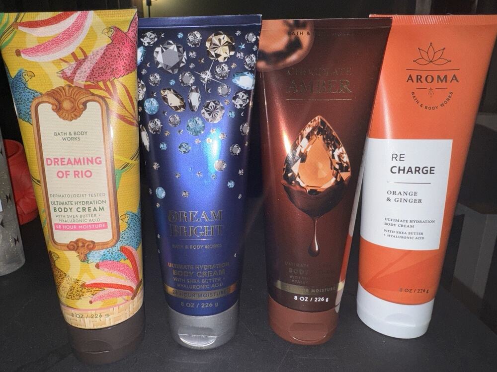x4 Bath & Body Works Moisturizing Body Cream Dream Bright Chocolate Amber ++